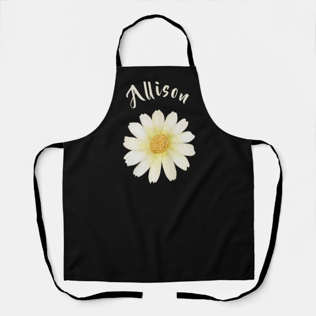Tablier Apron du nom des femmes florales noires (Recto)