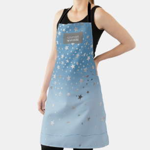 Tablier apron monogramme bleu argent étoiles esthéticienne
