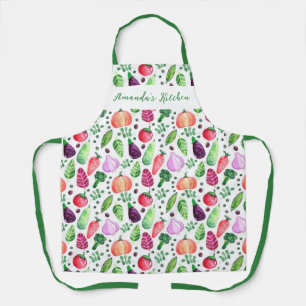 Tablier Apron Motif de jardin végétal aquarelle
