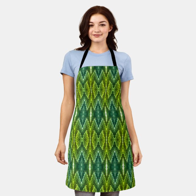 Tablier Apron - Motif de Kaleidoscope à Verts (Porté)