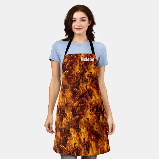 Tablier Apron Motif incendie et flamme (Porté)