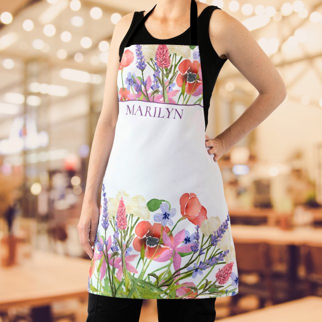 Tablier Apron nom cadeau floral apron fleurs personnalisée (Créateur téléchargé)