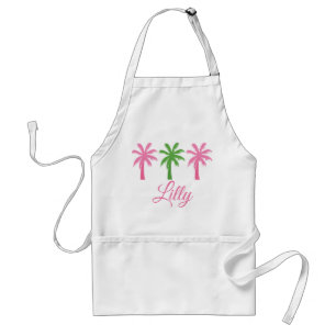Tablier Apron personnalisé de palmiers roses et verts