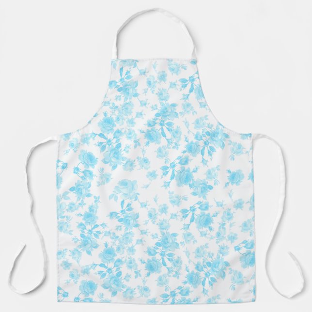 Tablier Apron Saint Colette Juin Roses capri blue (Recto)