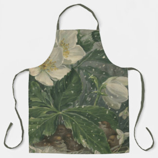 Tablier Apron White Garden Flowers Apron for Women  