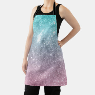 Tablier Aqua blue Pink ombre mer galaxie abstraite