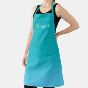Tablier Aqua turquoise nom de la parties scintillant verte
