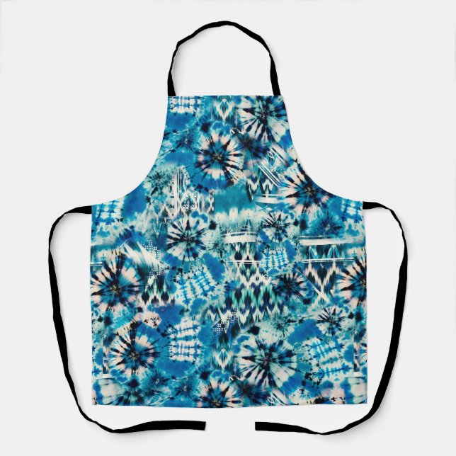 Tablier Aquarelle Abstraite moderne Motif de teinture bleu (Recto)