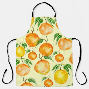 Tablier Aquarelle agrumes, motif tropical.