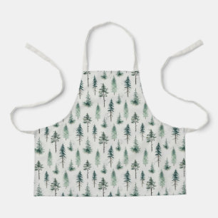 Tablier Aquarelle Arbres de Noël Motif de vacances