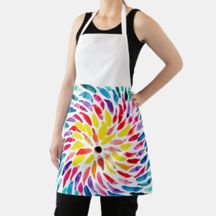 Tablier Aquarelle arc-en-ciel spirale abstraite