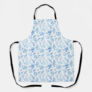 Tablier Aquarelle bleu floral