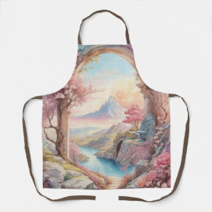 Tablier Aquarelle bleu rose Imaginaire Paysage