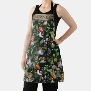 Tablier Aquarelle Bois Champignons Moss Nom du Motif