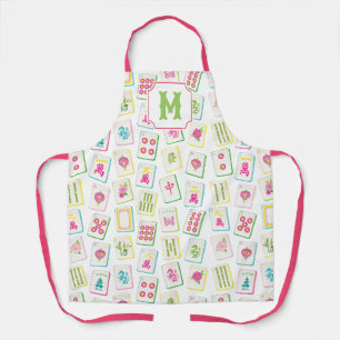 Tablier Aquarelle brillante Mahjong Titres Monogramme