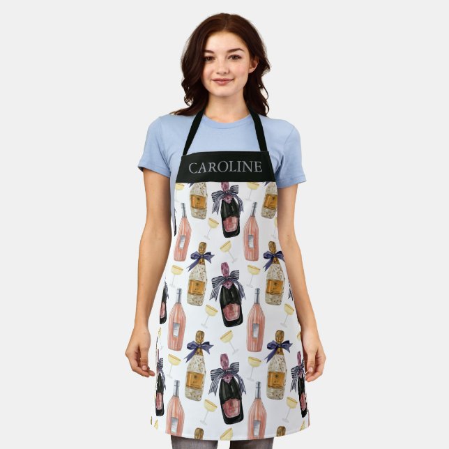 Tablier Aquarelle Champagne français Personnalisé (Porté)