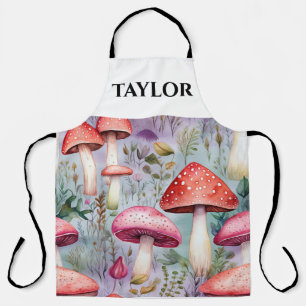 Tablier aquarelle champignon forêt rustique