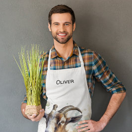 Tablier Aquarelle Chèvre de ferme, sur mesure