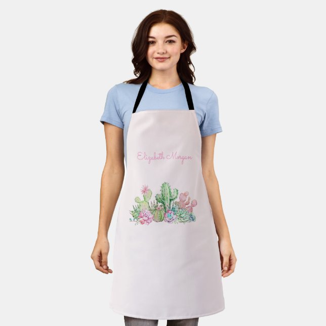 Tablier Aquarelle Chic Succulentes (Porté)