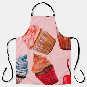 Tablier Aquarelle cupcakes sans couture arrière - plan mot