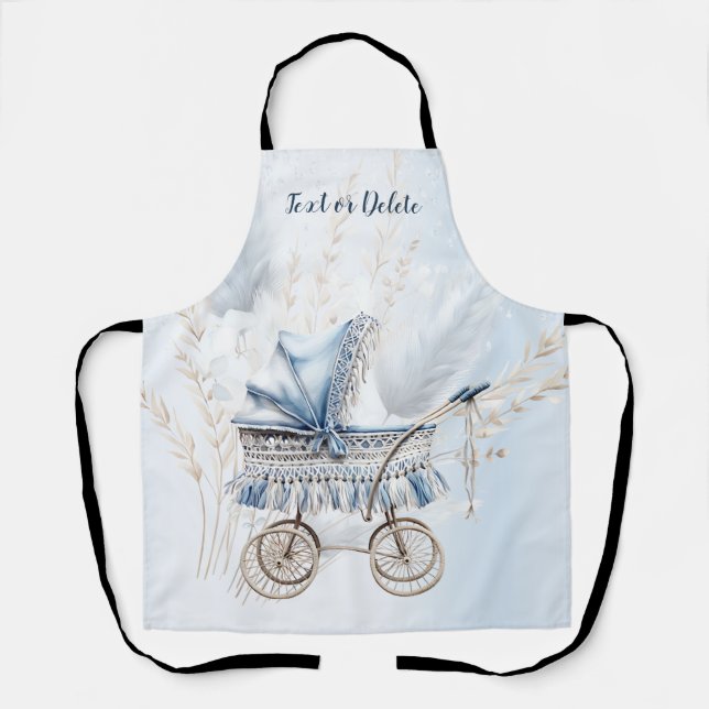Tablier Aquarelle Cute Classic Poussette Bleu Floral (Recto)