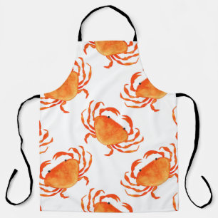 Tablier Aquarelle de crabe : Motif Arrière - plan blanc