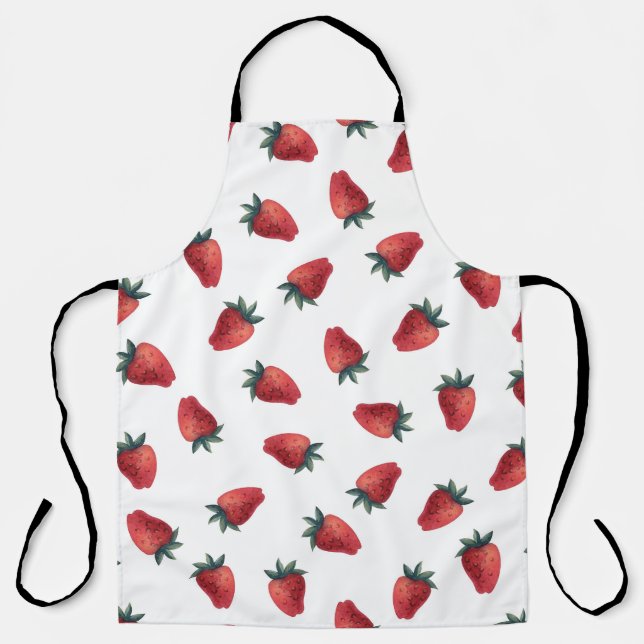 Tablier Aquarelle de fraises : Jouer Motif sans couture (Recto)