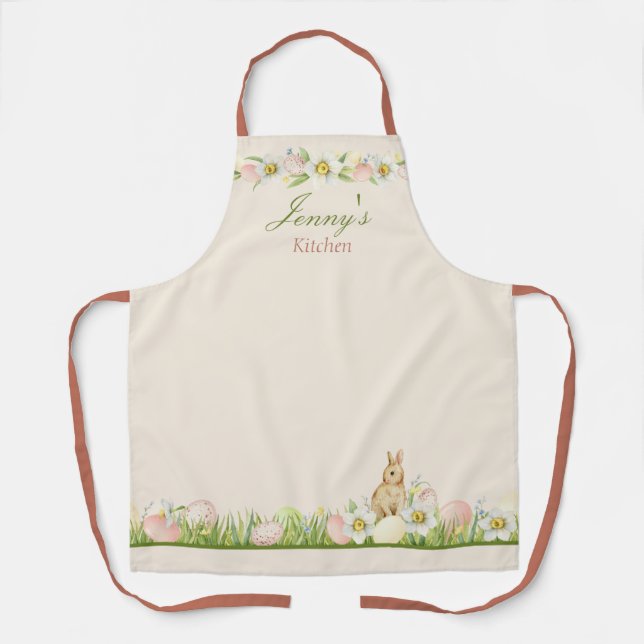 Tablier Aquarelle de lapin doux personnalisée (Recto)
