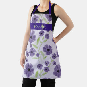 Tablier Aquarelle de prune violette Design floral