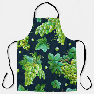 Tablier Aquarelle de raisin vert, feuilles sur arrière - p