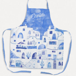 Tablier Aquarelle de Santorin personnalisée