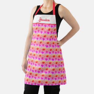 Tablier Aquarelle de tournesol Floral Neon rose Personnali