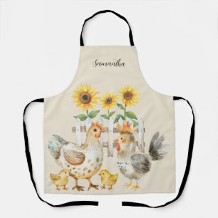 Tablier Aquarelle de tournesol Hen personnalisée