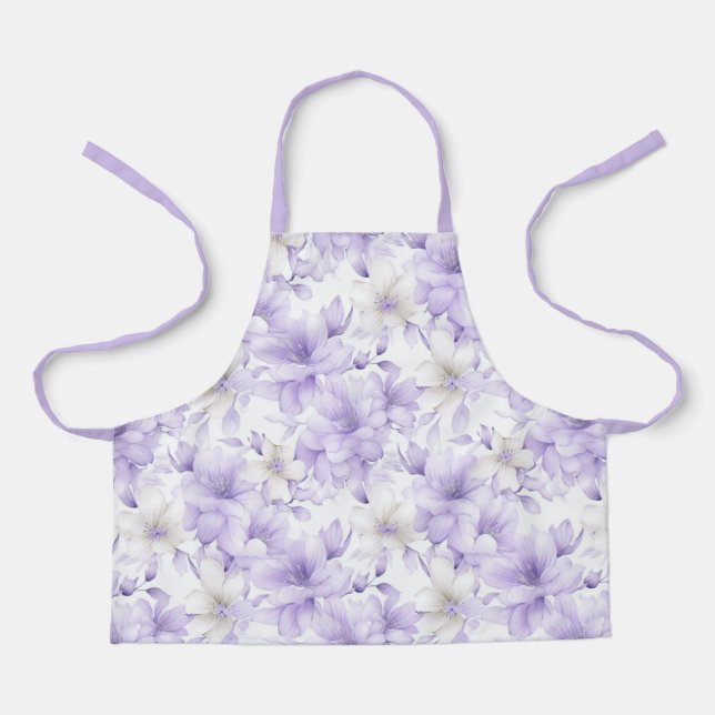 Tablier Aquarelle délicate Fleurs violettes (Recto)