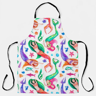 Tablier Aquarelle des sirènes : Motif océanique sans trans