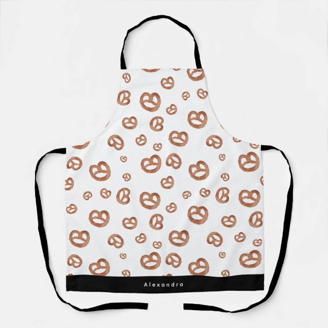 Tablier Aquarelle douce salée Pretzel Motif Baker (Recto)