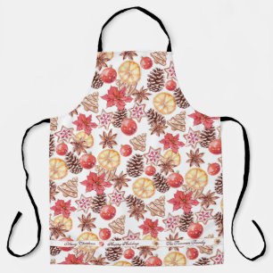 Tablier Aquarelle Éléments de Noël Motif sans couture