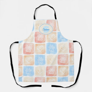 Tablier Aquarelle Empreintes de pattes & Coeurs dans les b