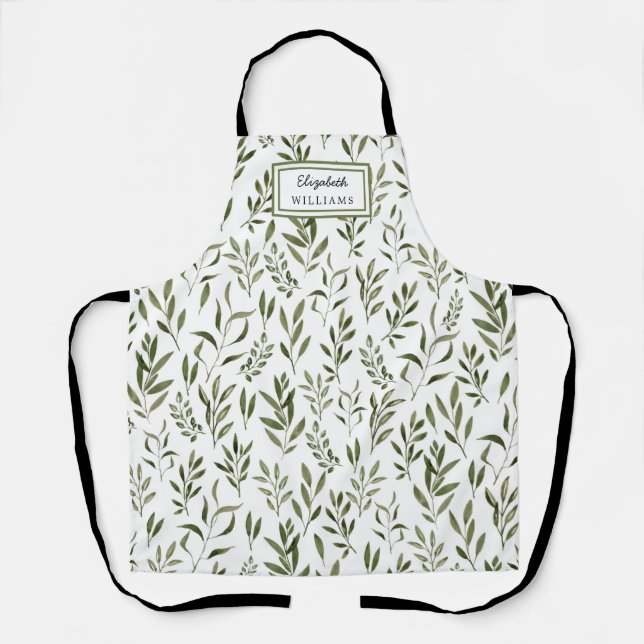 Tablier Aquarelle Eucalyptus Motif Feuille (Recto)