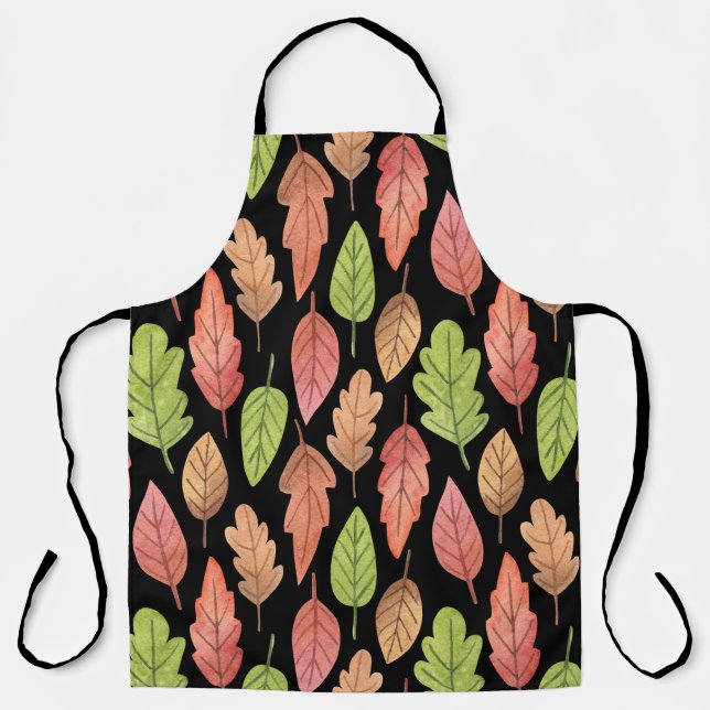 Tablier Aquarelle feuilles d'automne : motif transparent (Recto)