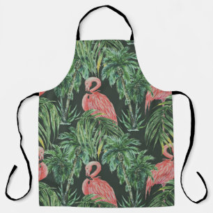Tablier Aquarelle flamants roses, oiseaux exotiques, tropi