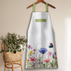 Tablier Aquarelle fleur sauvage Bordure série II Nom hébre