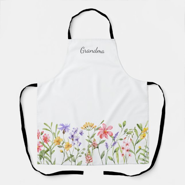 Tablier Aquarelle Fleur sauvage personnalisée (Recto)