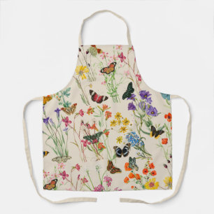 Tablier Aquarelle Fleurs sauvages & papillons Jardin Flora