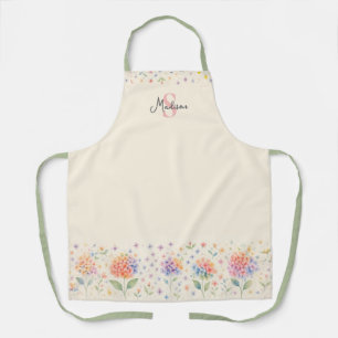 Tablier Aquarelle Florale Monogramme — Fleurs pastel