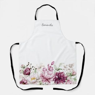 Tablier Aquarelle florale rose personnalisée