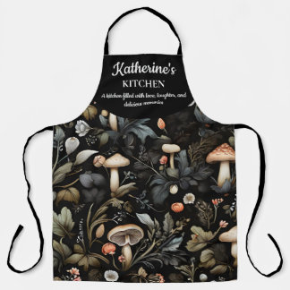 Tablier Aquarelle Forêt Verdure Champignons Automne