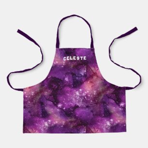Tablier Aquarelle Galaxie Nebula Nom Purple