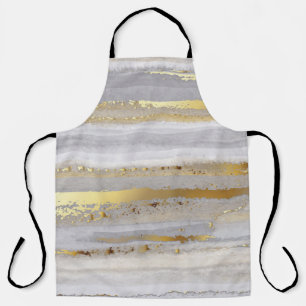 Tablier Aquarelle gris et texture or de luxe