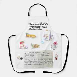 Tablier Aquarelle illustrée Recette Héirloom Apron